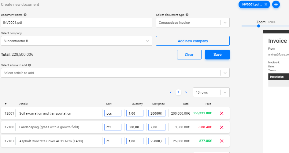 Approving construction project invoice