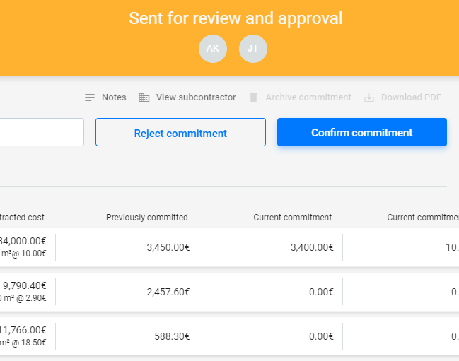 Send the subcontractor progress report for internal approval to site-engineer or finance