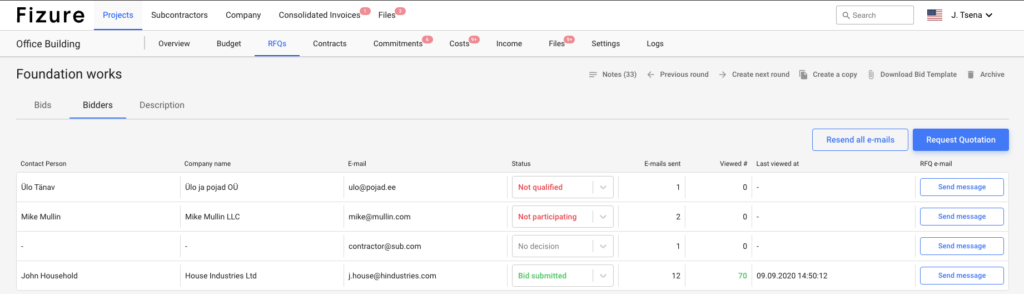 Construction Multi-Round Bidding