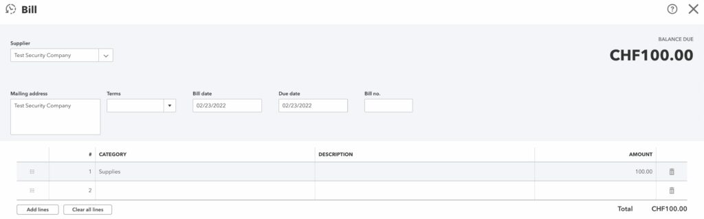 Bill sent to QuickBooks from Planyard