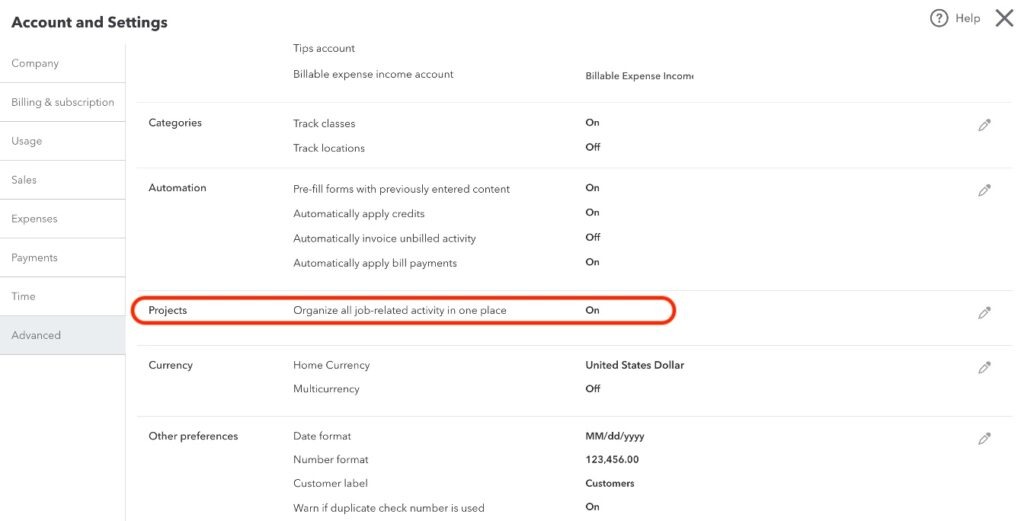 How to enable job and project cost tracking in QBO
