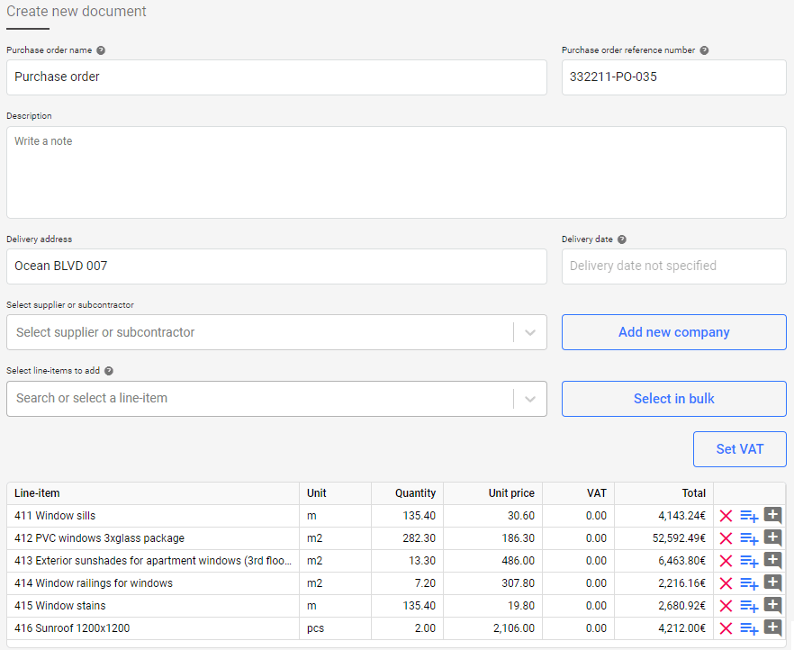 Construction project purchase order creating email like feature image Planyard