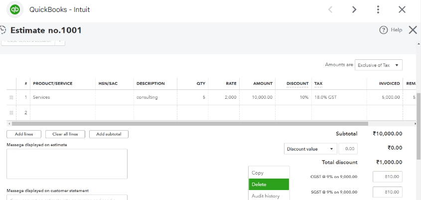 Estimating on QB online