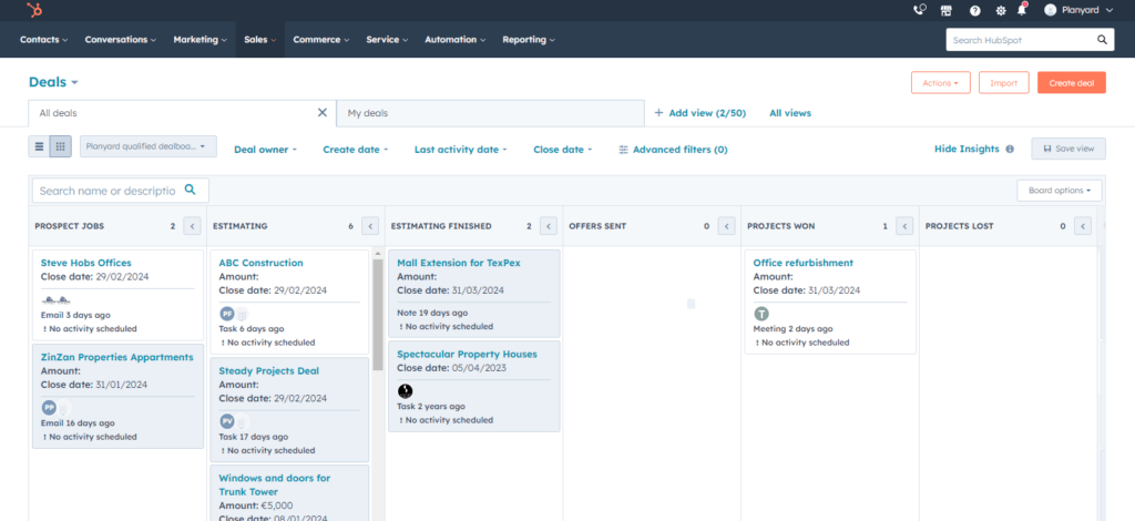 HubSpot CRM deals pipeline